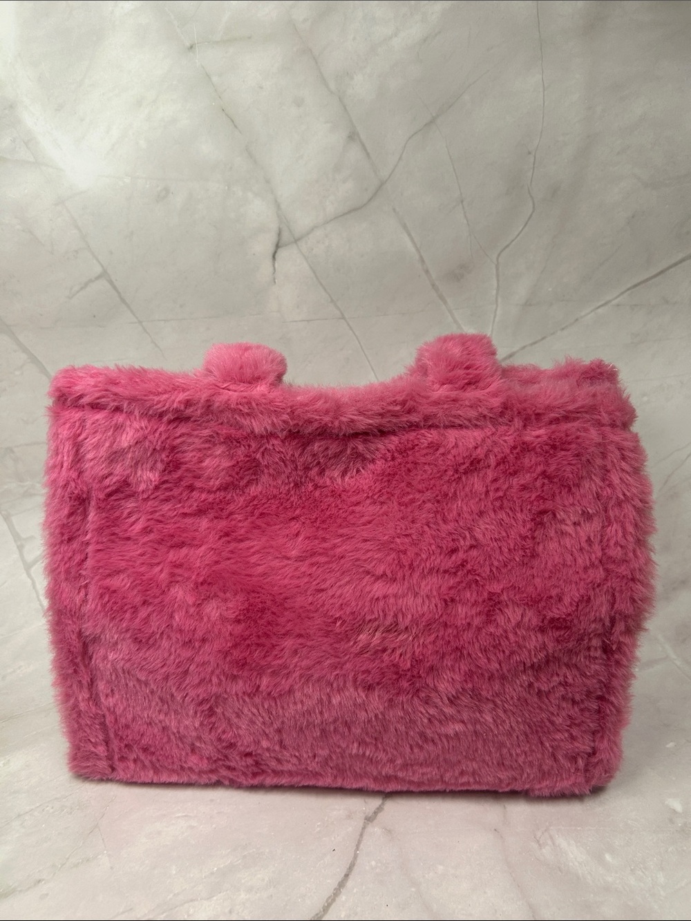 Plush Faux Fur Tote Bag in Pink